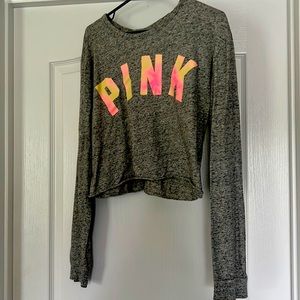 Long sleeved pink crop top